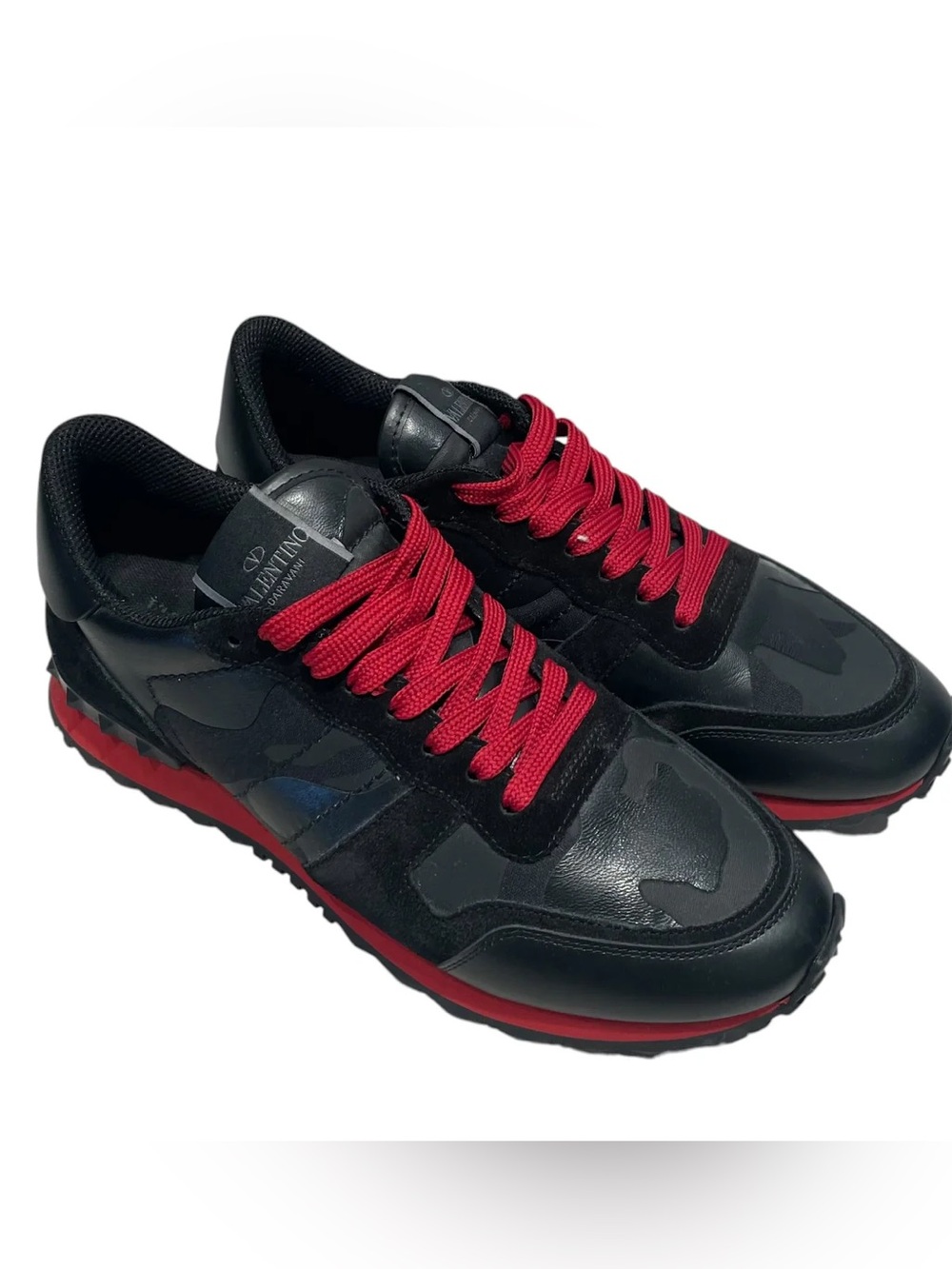 Valentino Garavani Black & Red Runner Sneakers